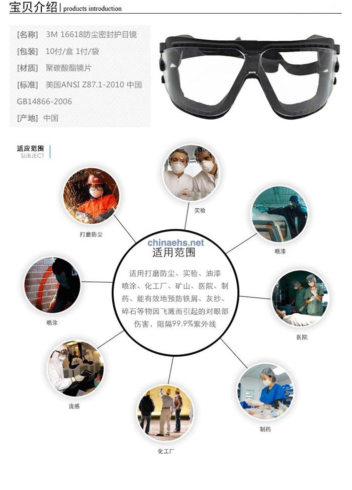 3M 16618 防塵防霧密封護(hù)目鏡（無(wú)色鏡片，DX防霧防花擦涂層）